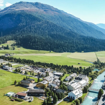 La Punt, a traditional Engadine village on the river Inn